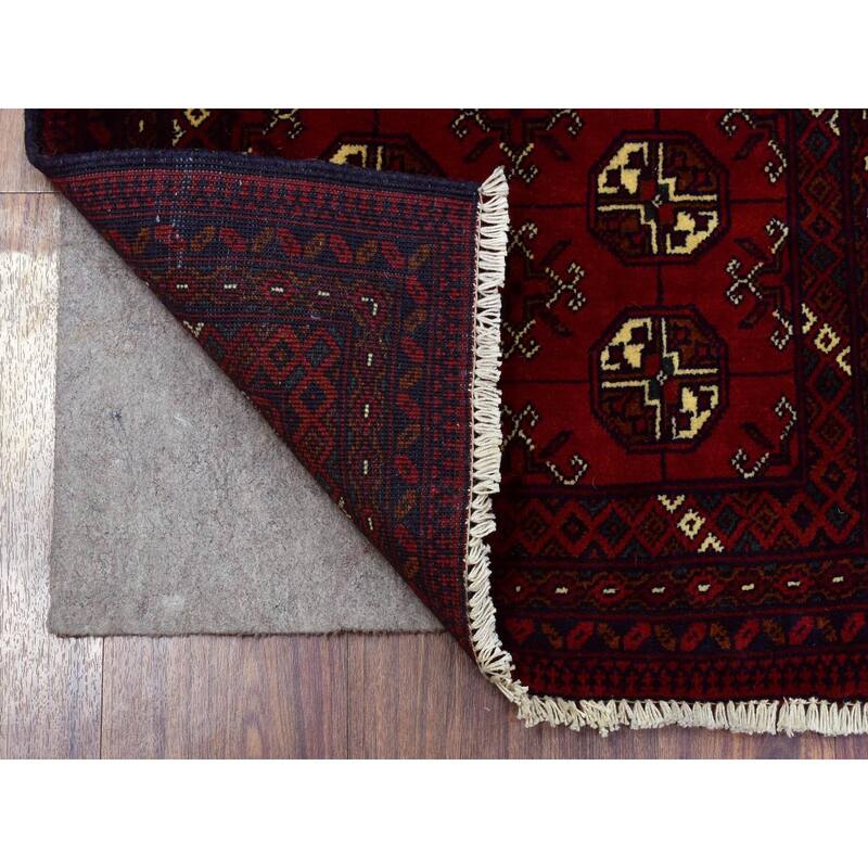 Shahbanu Rugs Deep and Saturated Red, Hand Knotted Afghan Khamyab